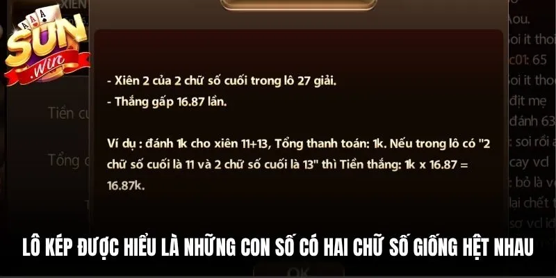 Lô kép được hiểu là những con số có hai chữ số giống hệt nhau