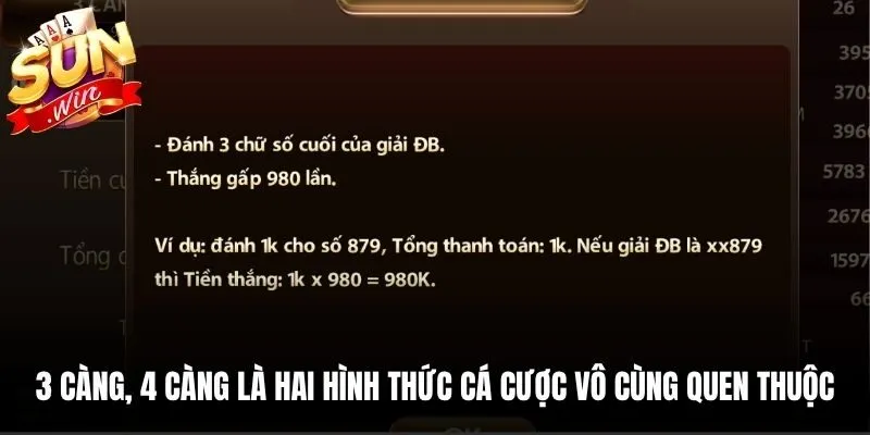 3 càng, 4 càng là hai hình thức cá cược vô cùng quen thuộc